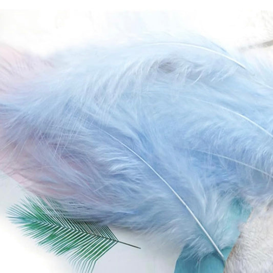 Light Blue Natural Goose Feathers 100 pcs 2-5 inch