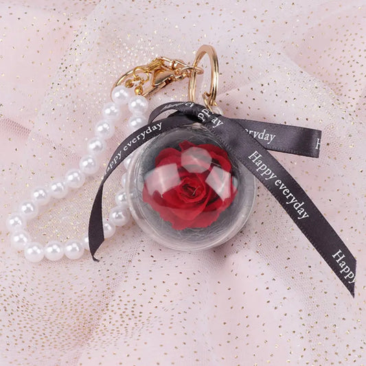 Preserved Rose Keychain Red