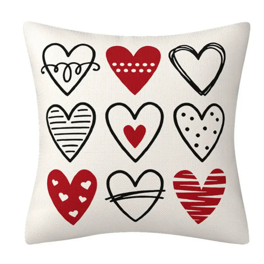 Pillow Cover with Hearts