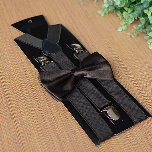 Party Suspenders with Bow Tie - BLACK