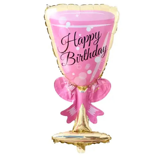 34” Happy Birthday Glass Foil Balloon (PACK OF 3)