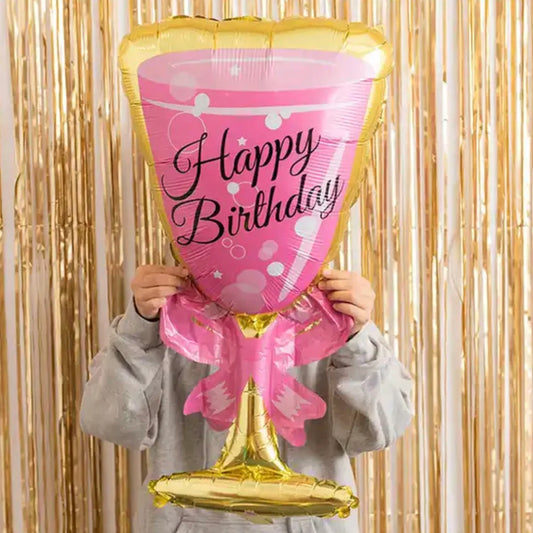 34” Happy Birthday Glass Foil Balloon (PACK OF 3)