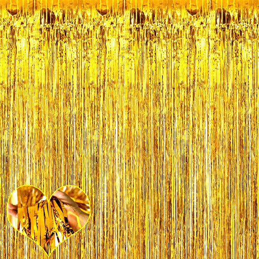 Gold Tinsel Fringe Curtain Backdrop (1x2m)