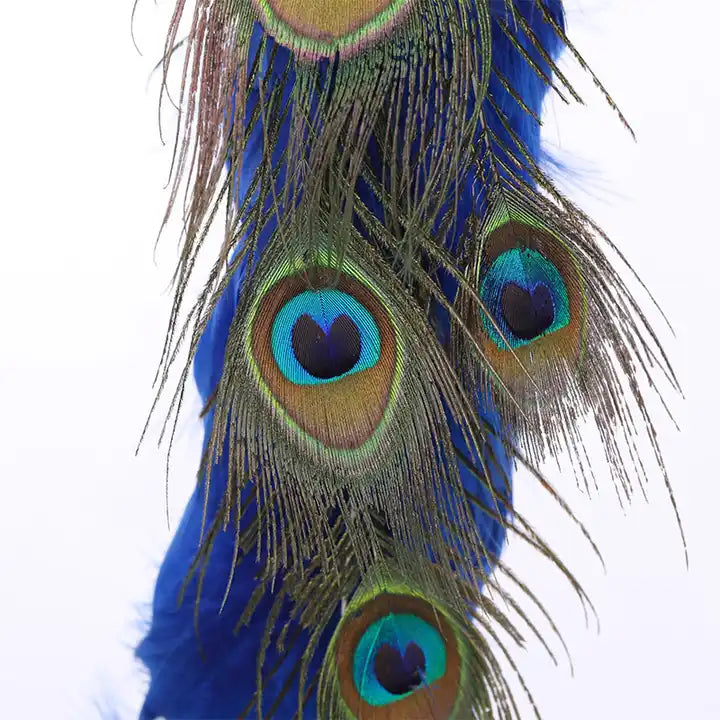 Faux Blue Peacock Ornament with Glitter