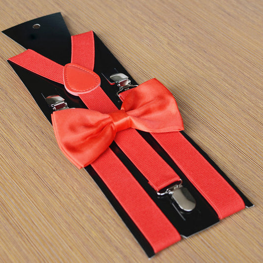 Party Suspenders with Bow Tie - RED