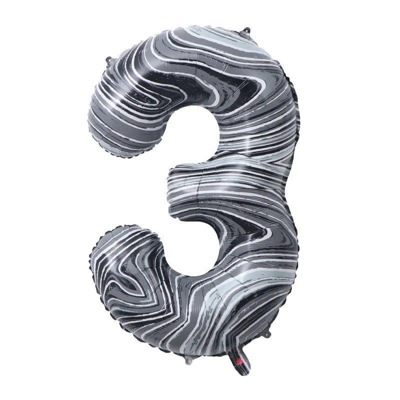 34" Marble Print Foil Number 3 (Pack of 3)