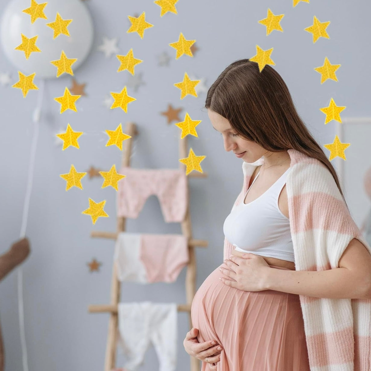 Gold Star Garland - Hanging Sparkly Banner Decoration