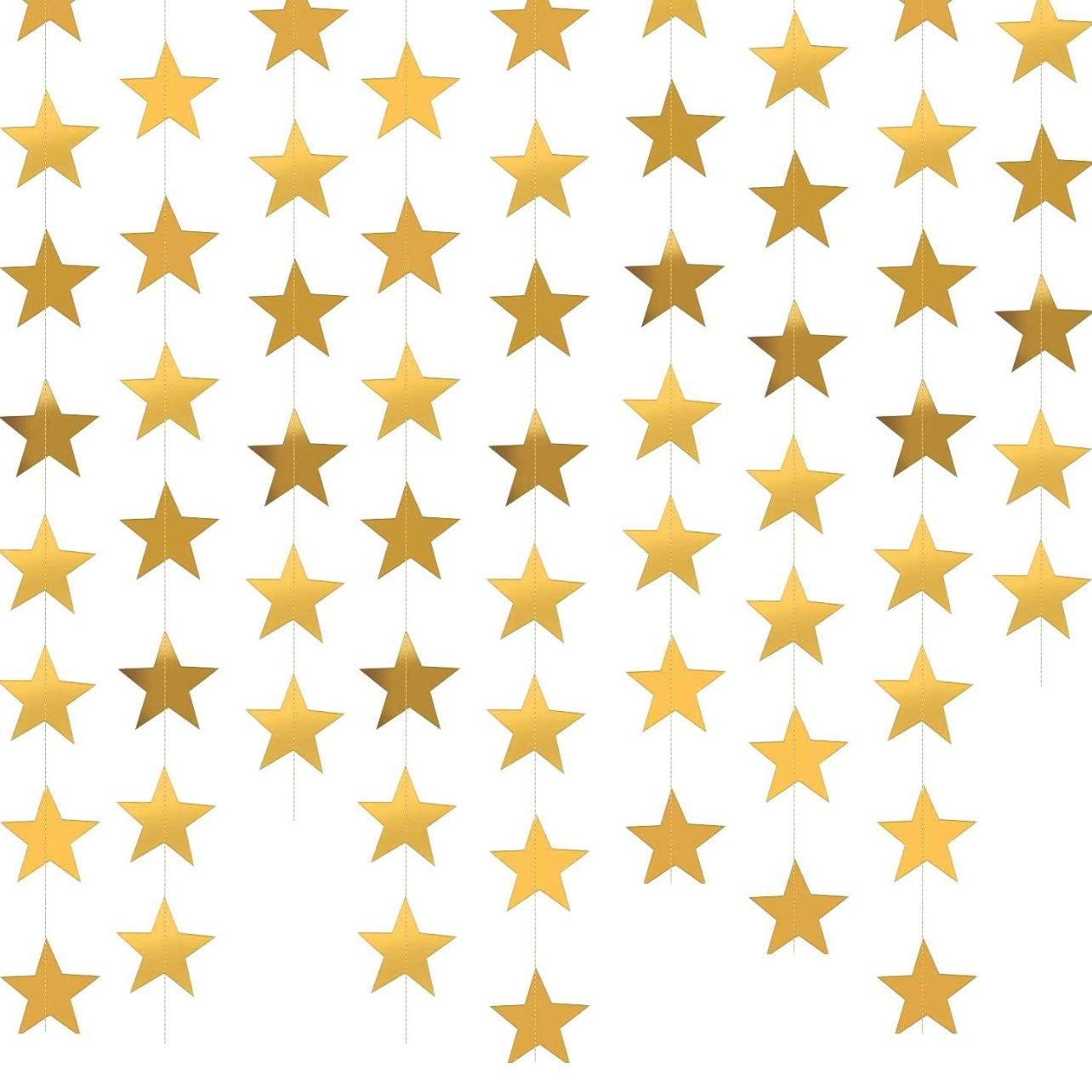 Gold Star Garland - Hanging Sparkly Banner Decoration