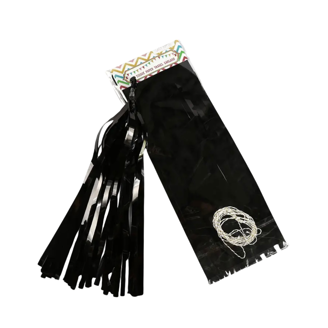 DIY Shiny Tassel Garland BLACK