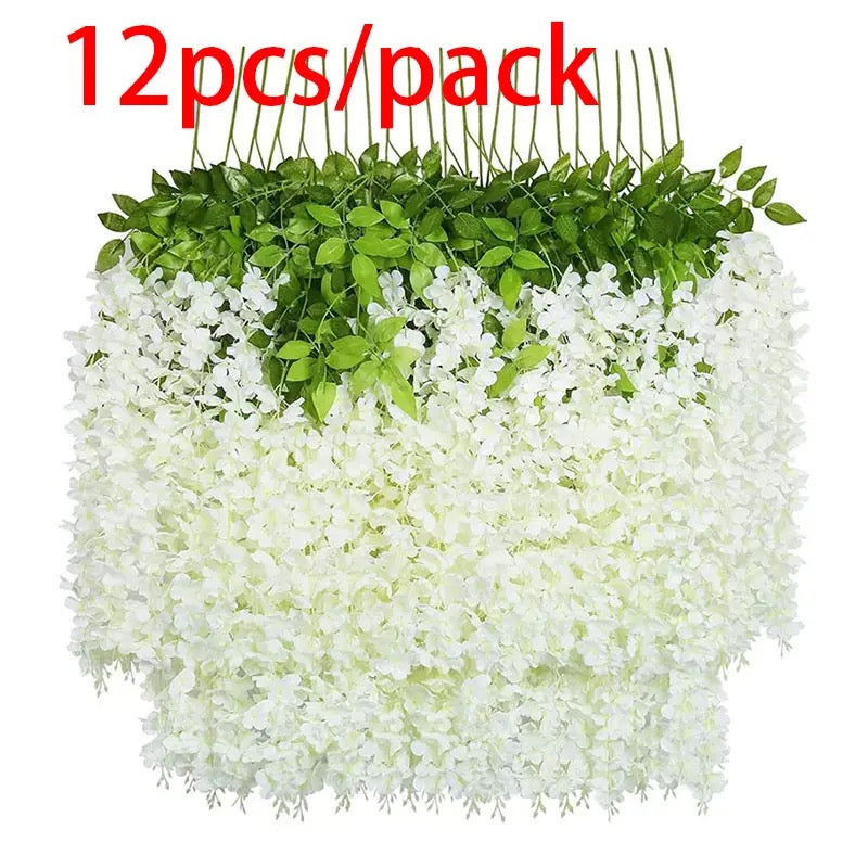 12 Pack 3.6 ft Artificial Wisteria Vine White