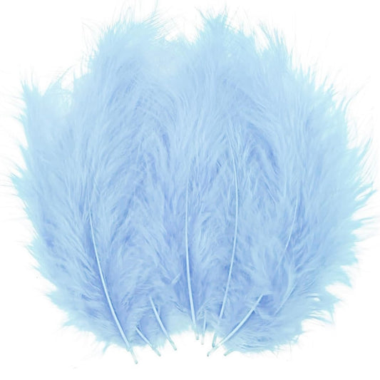 Light Blue Natural Goose Feathers 100 pcs 2-5 inch