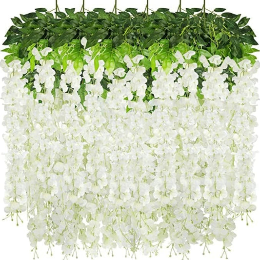 12 Pack 3.6 ft Artificial Wisteria Vine White
