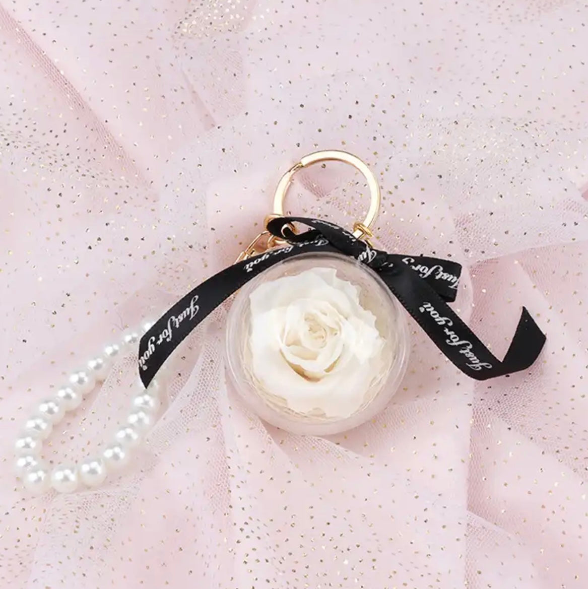 Preserved Rose Keychain White