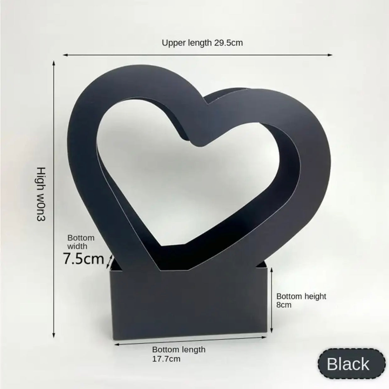 Heart Flower Box Black