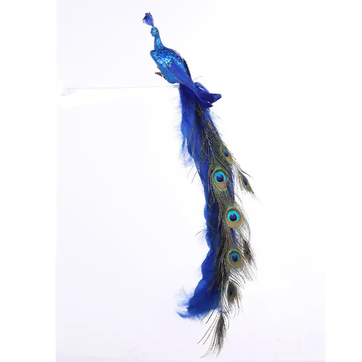 Faux Purple Peacock Ornament with Glitter