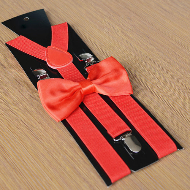 Party Suspenders with Bow Tie - RED