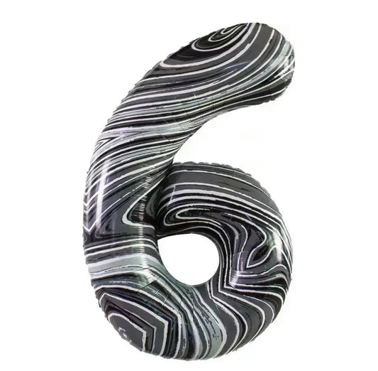 34" Marble Print Foil Number 6 (Pack of 3)