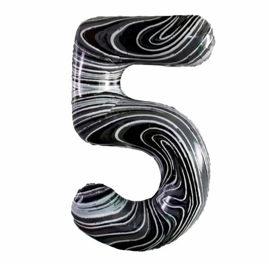 34" Marble Print Foil Number 5 (Pack of 3)