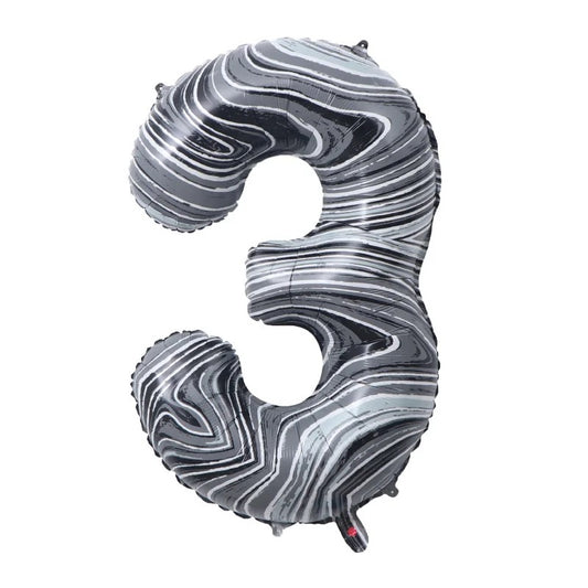 34" Marble Print Foil Number 3 (Pack of 3)