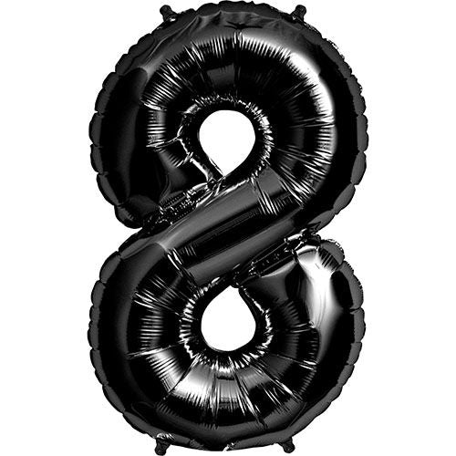 34" Black Number 8 (Pack of 3)