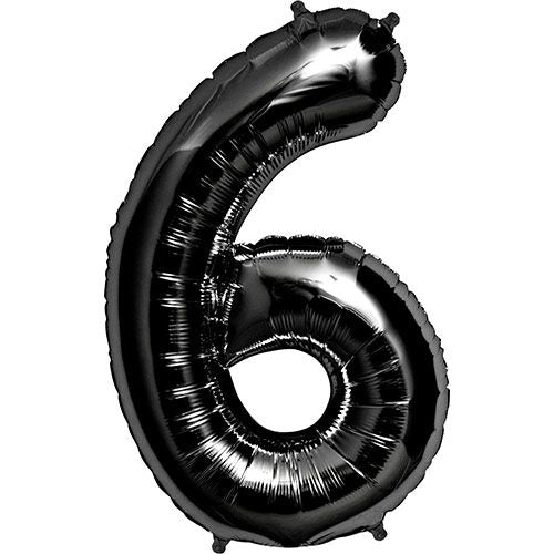 34" Black Number 6 (Pack of 3)