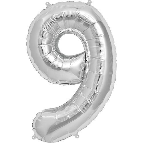 34" Silver Number 9 (Pack of 3)
