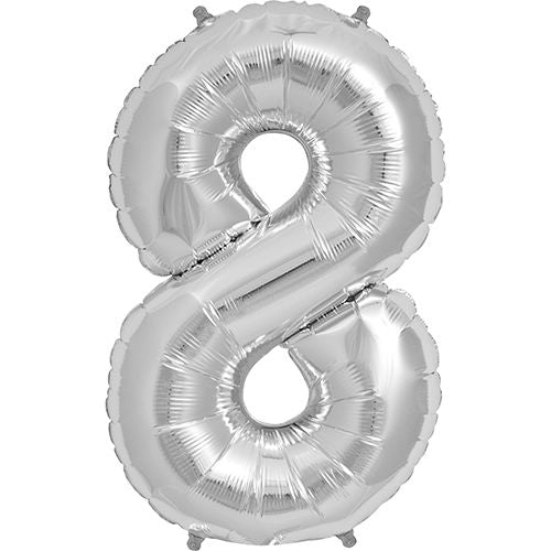 34" Silver Number 8 (Pack of 3)